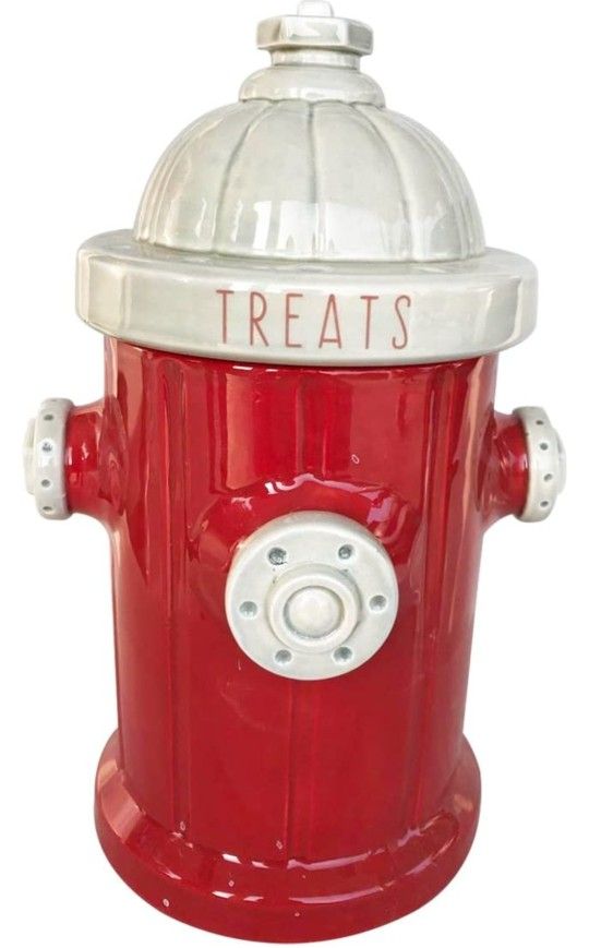 Blue Sky Ceramic Fire Hydrant Treat Jar, Red