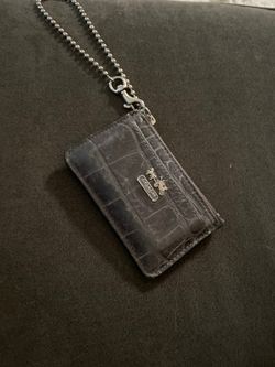 Small Coach grey wallet with silver hardware card holder