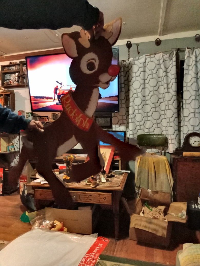 Vintage Felt Rudolph Door Hanger 