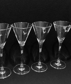 Grey Goose Etched  Logo Crystal Martini Glasses Set of 4 