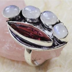 Handmade 925 Sterling Silver Plated Gemestone Rings Size 7