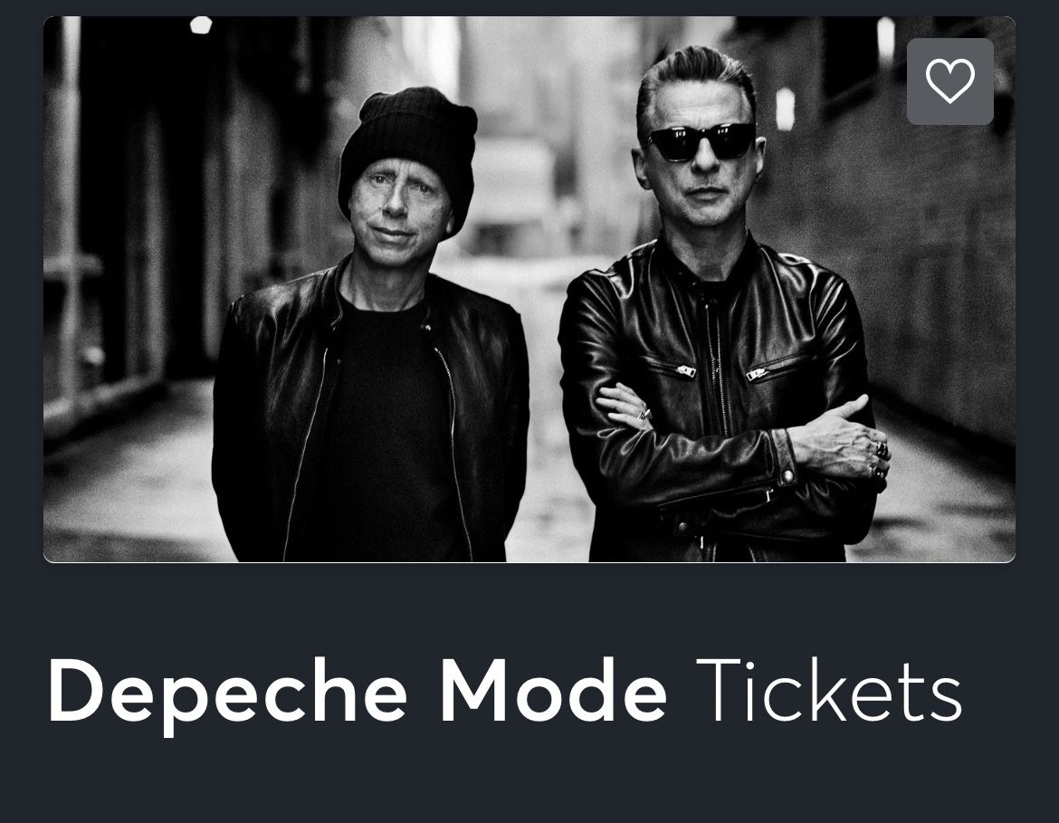 Depeche Mode Tickets 3/28 Sect E Row 11 850ea