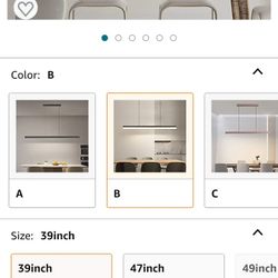 Dimmable 3000k-6000k Linear Desk Pendant Light, 39 Inch Modern Led Pendant Light with Adjustable Cable for Living Room, Bar, Dining Room

