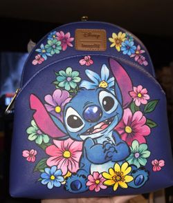 Brand New! Loungefly Disney Stitch Floral Mini Backpack 