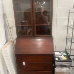 Vintage Secretary /desk/China Hutch/curio Cabinet