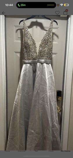 silver and grey prom dress