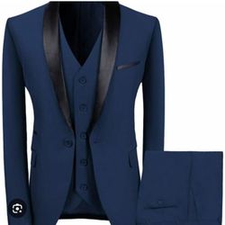 Men’s Slim Fit 3-Piece Suit One Button Blazer Vest Trousers for Business Wedding 2XL