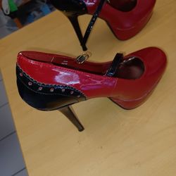 Sexy ready to go Patent Leather Red And Black Pumps