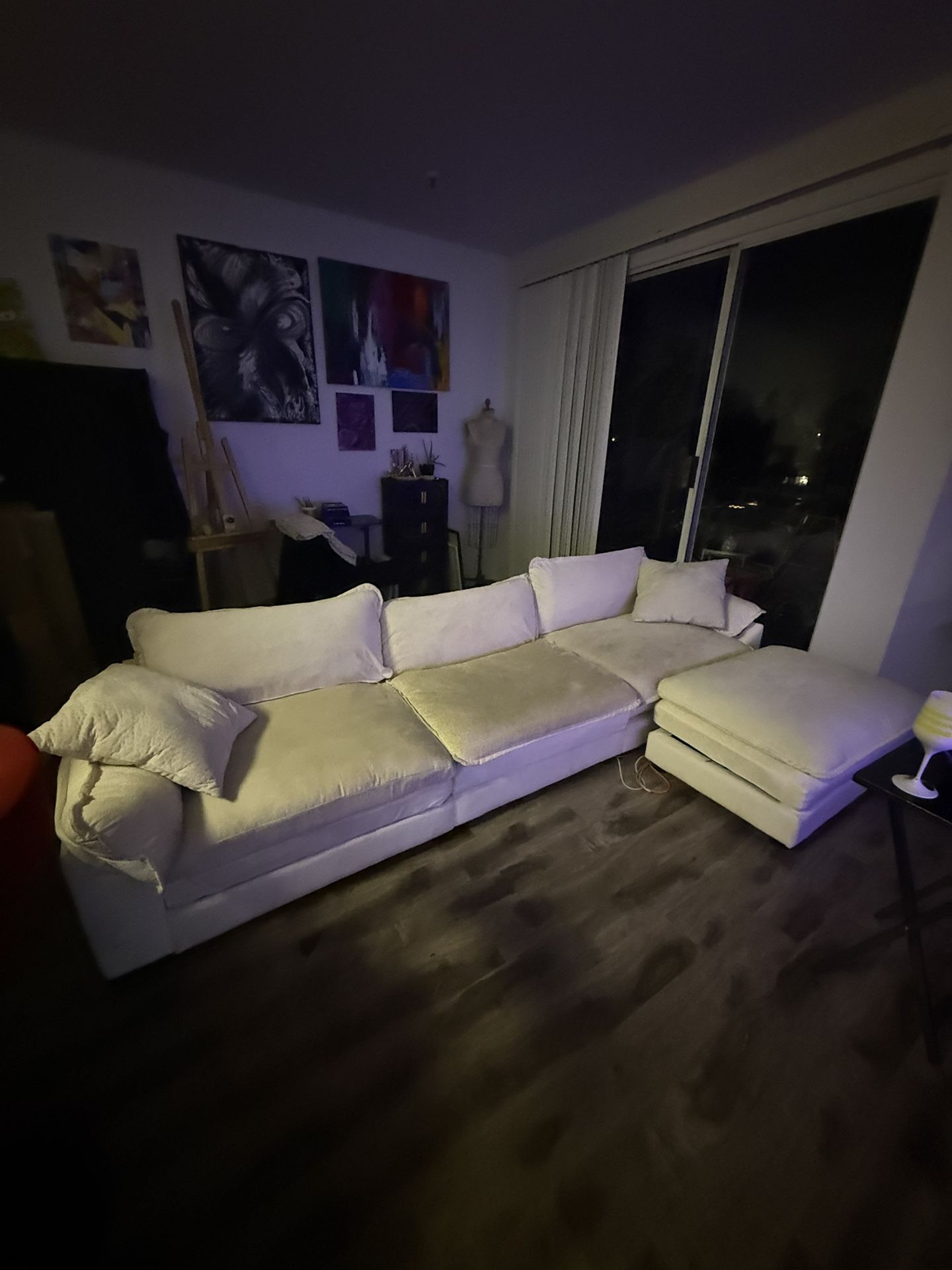 White Sectional With Pillows