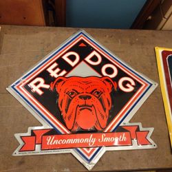 Red Dog Beer Uncommonly Smooth Tin Sign Bar Advertising Metal  Bulldog 23"X 23"