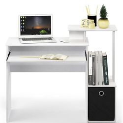 Econ Multipurpose Modern Home Office Computer Writing Desk, White/Black