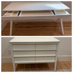 Crate & Barrel Executive Desk + Matching 4-Drawer File Credenza – Excellent Condition