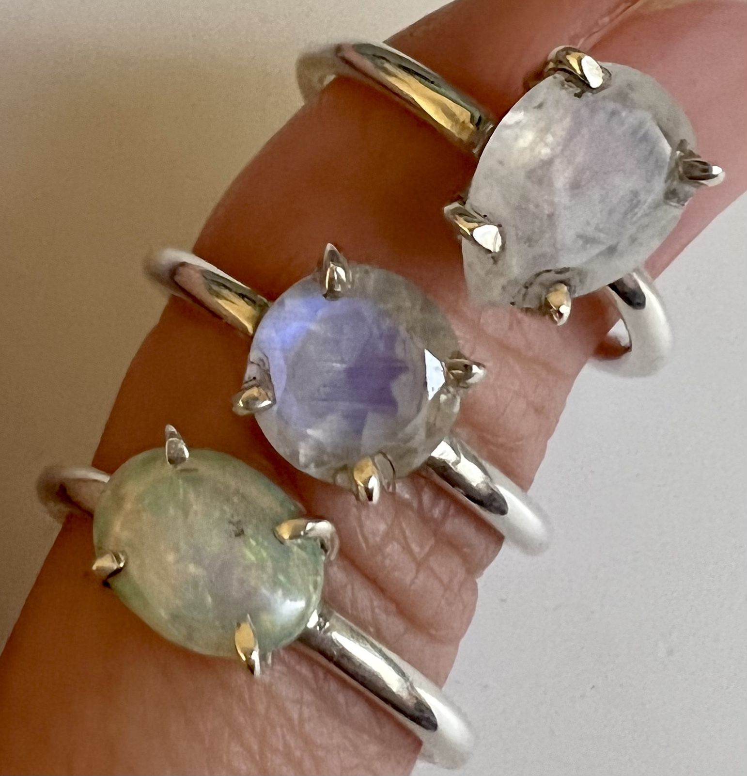 Sterling silver rings size 6 (moonstone & opal) $20 each
