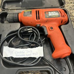 Drill Corded Black And Decker 3/8 In