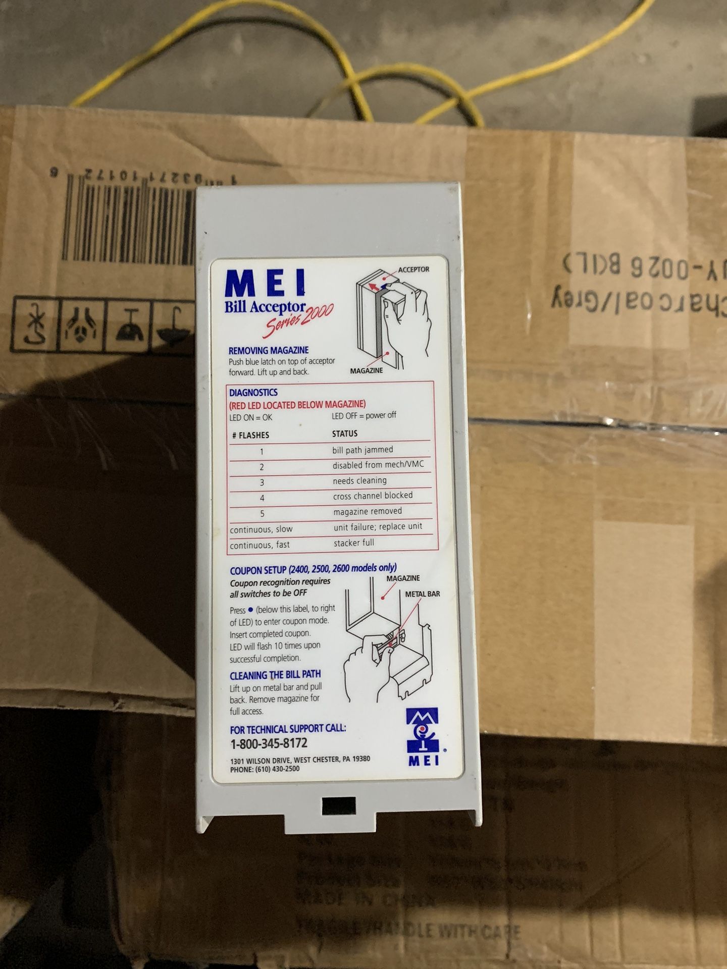 MEI Mars 1000 Stacker Dollar Bill Acceptor