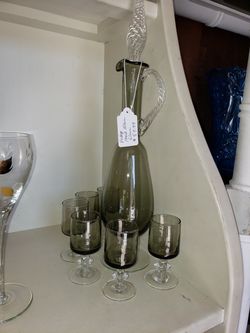 Smokey Grey Vintage Decanters, timeless and beautiful