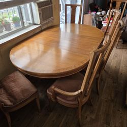 Dining Table w/ 6 Chairs, 3 Leaves, & Cover