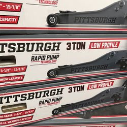 PITTSBURGH 3 Ton Low-Profile Floor Jack with RAPID PUMP, Slate Gray