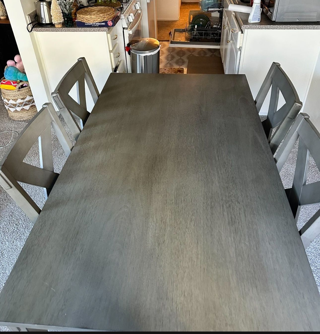Gray Wooden Kitchen Table