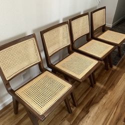 Rattan Walnut Dining Chairs