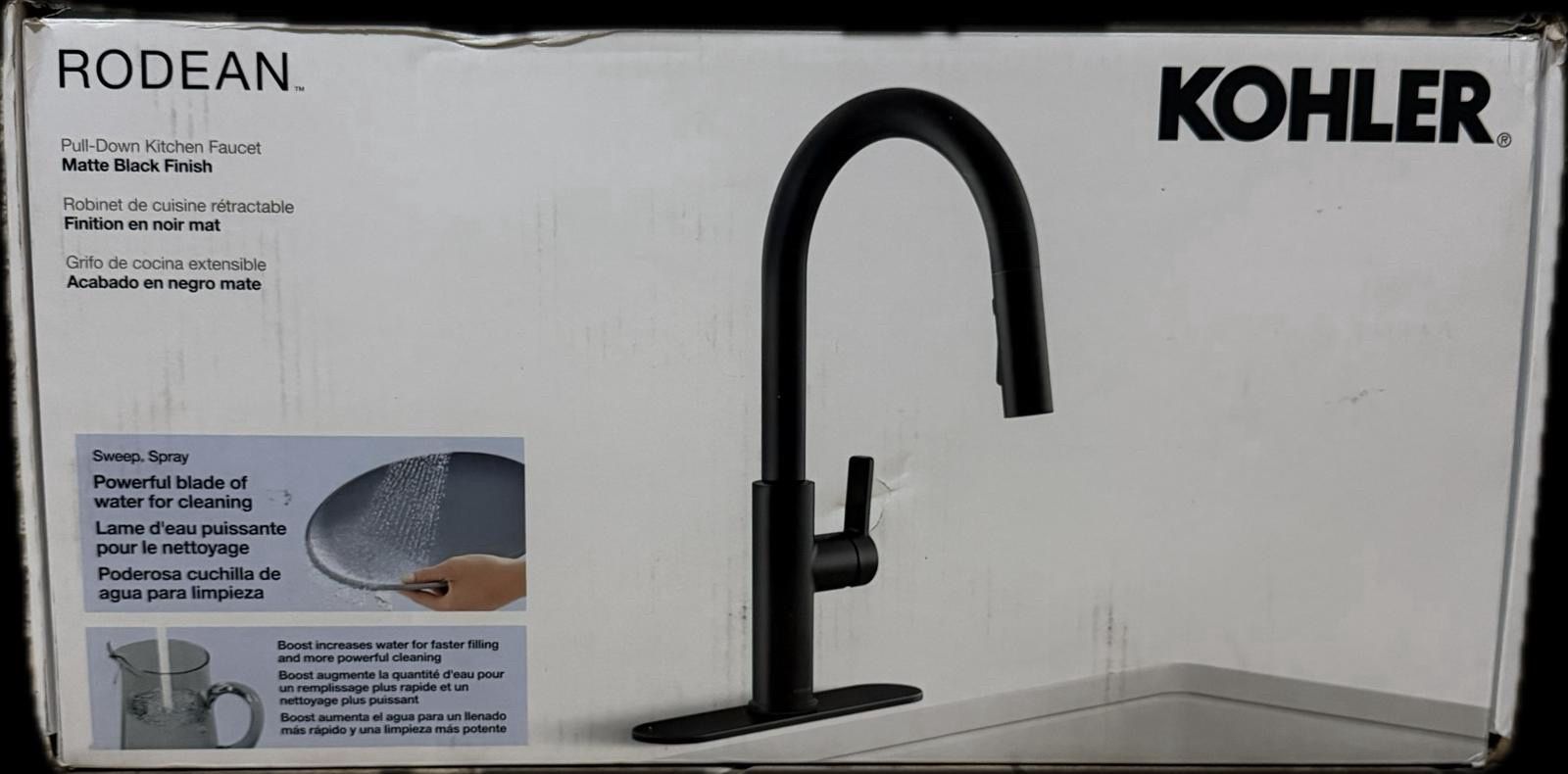 Kohler Rodean Pull-Down Kitchen Faucet MATTE BALCK FINISH