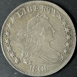 1806 50¢ Draped Bust Half Dollar P6 Stem - Raw VF - See Pictures