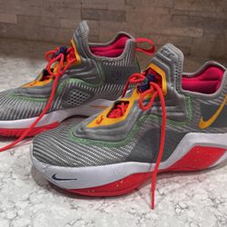 Nike Lebron Soldier XIV CK6024-001 Gray Orange Basketball Sneaker Size 8.5