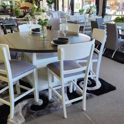 SALE!!! 7-PC Counter Height Dining Table/ Adjustable From Circle To Square