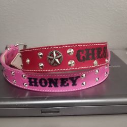 Dog Collar With Name   100 % Leather   Pink, Red, Black, Dark Brown, Blue  All Sizes 