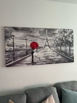 Paris Eiffel Tower Couple Canvas Wall Art