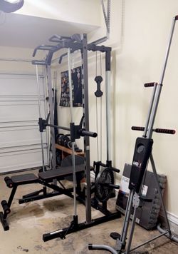 Smith Machine With Pull Up Bar And Pulley System