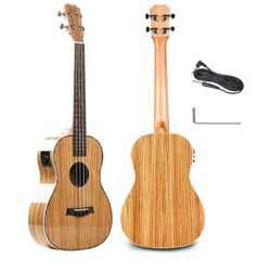 Caramel CB103 Zebra Wood Glossy Baritone Acoustic/Electric Ukulele ( Needs Guitar String)

