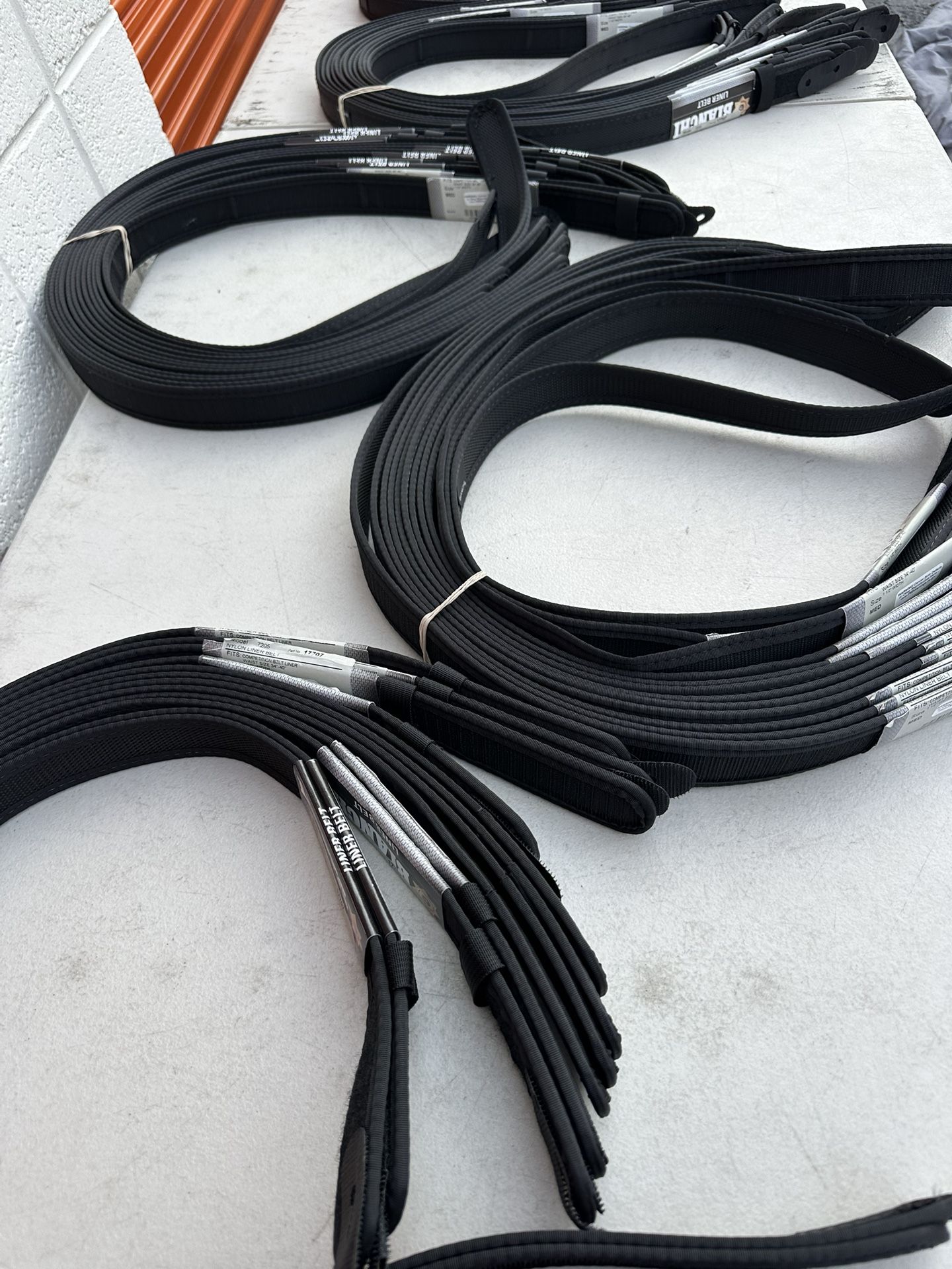 Lot of 150 Bianchi Black Model 7205 Nylon Liner Belt Men's Size M 34"-40"