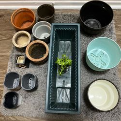 Assorted Plant Pots – Ceramic, Terracotta, Self-Watering Pot + 8 Nursery Pots