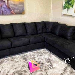 Darcy Black L Shaped 2 Piece Sectional Couch With Chaise| 39$ Down Payment @ Fastest Delivery 🚚