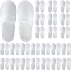 Non-Slip Disposable Slippers 28 Pairs For Guests Bulk Slippers For Hotel Spa Travel Shoeless Home Spa Slippers

These white spa slippers measure appro