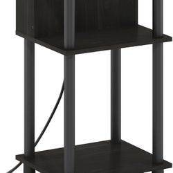 Brand New 3-Tier Turn-N-Tube Open Storage End Table with USB and Type-C Charging Port, 11.42 (W) x 9.92 (H) x 6.91 (D) inches, Espresso/Black