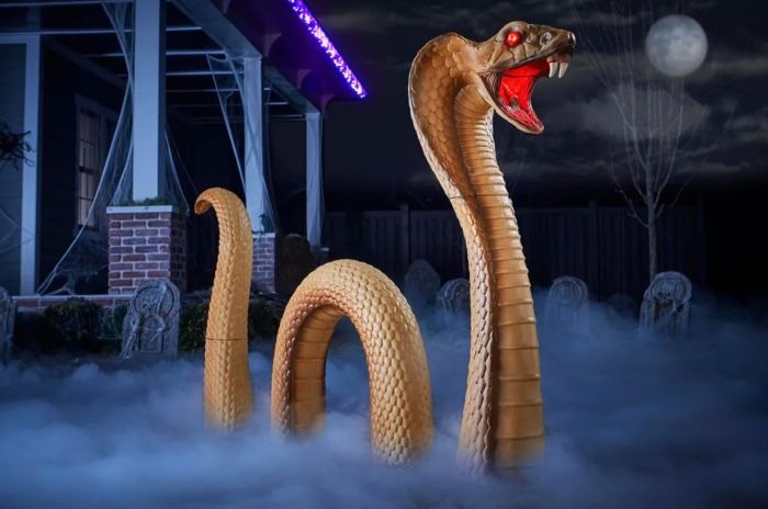 48 in. Halloween Giant Snake Yard Decoration with LED Lights