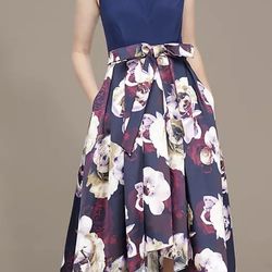 SLNY Women's Sleeveless V-Neck Floral Print Dress Size 14/Vestido Nuevo Talla 14