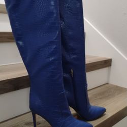 Royal  Blue Knee High Boots