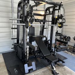 Smith Machine 300 | Adjustable Bench | 245lb Cast Iron Olympic Weights | 7ft Olympic Bar | Fitness | Gym Equipment | FREE DELIVERY/INSTALLTION 🚚 