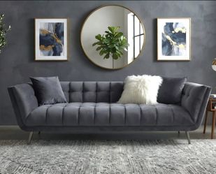 NEW SOFA CHARCOAL VELVET 90x38