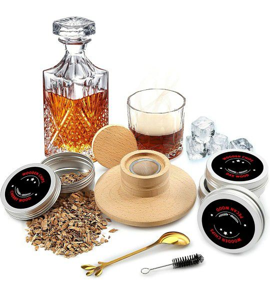 Cocktail Smoker Whiskey And Bourbon Smoke Infuser 4 Flavor Wood Chips
