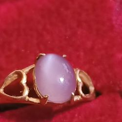 14k Chatoyant Cats Eye Cabochon Gem Ring 