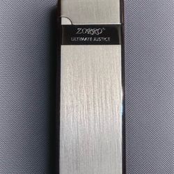 ZORRO Slim Black Metal Butane Lighter Windproof Refillable Gift Box New