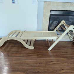 Pikler Triangle Set Climber 5 in 1, Toddler Climbing Toys Indoor Folding with 41in Ramp & 43in Arch & Montessori Play Gym for Toddlers and Kid