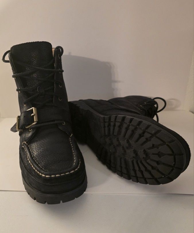 Polo Ralph Lauren Ranger Boots - Size 12 - All Black with Gray Fleece Lining