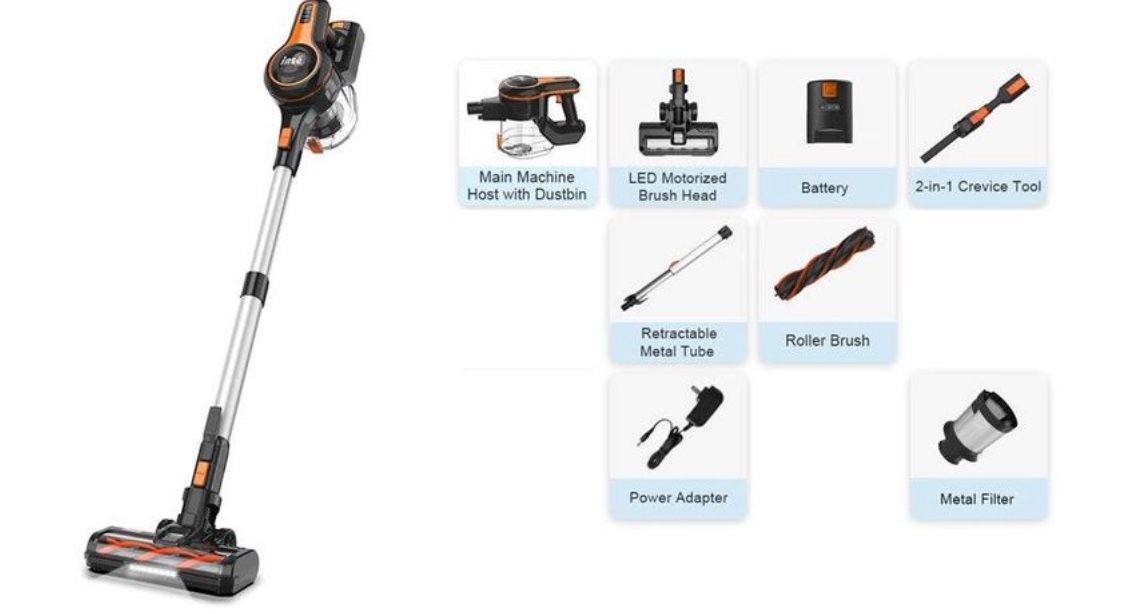 INSE Cordless Vacuum: Rechargeable 45min Runtime for Pet Hair, Hard Floors, and Carpets - Black 