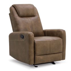 Leather Recliner Chair, Manual Reclining Chair Glider Recliner with Adjustable Backrest/Footrest & Comfortable Armrest for Living Room Bedroom Home Th