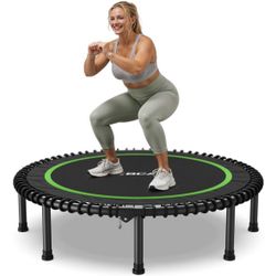 48 Inch Adult FitnessTrampoline with Durable Bungees,450LBS Foldable Mini Trampoline